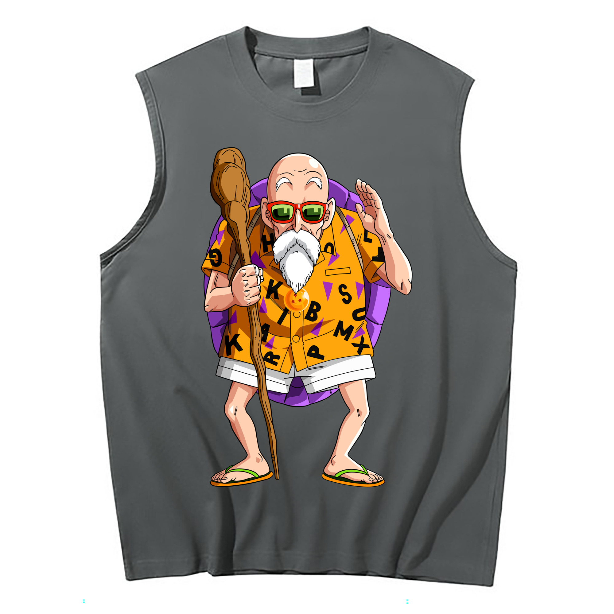 （画像用） ドラゴンボール 亀仙人（かめせんにん） DRAGON BALL Master Roshi Kame Sennin コットン100％タンクトップ（フロントプリント）